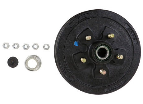 Pre-Greased Trailer Hub Drum Kit 10x2.25 5 on 4.5 Bolt Pattern 3500 lb 