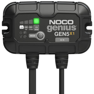 NOCO GEN5X1 Genius 1-Bank 5A Onboard Battery Charger - 12V Waterproof Marine Charger for Lead-Acid & Lithium Batteries