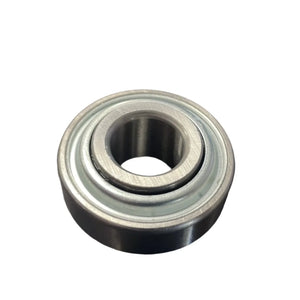 Stainless steel ball bearing on a white background, industrial machinery component