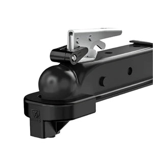 Rhino black trailer coupler lock with silver handle, heavy-duty towing security device