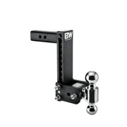 B&W Tow & Stow adjustable hitch, 2" receiver, 9" drop, TS10043B, dual chrome towing balls, on white background